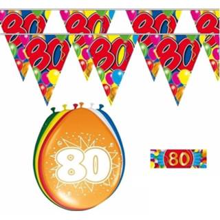 👉 Vlaggenlijn 2x 80 Jaar + Ballonnen 8719538140943