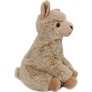 👉 Knuffel beige pluche kinderen zittende lama/alpaca 24 cm