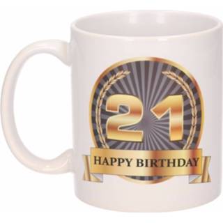 👉 Beker Happy Birthday 21 jaar verjaardag 300 ml