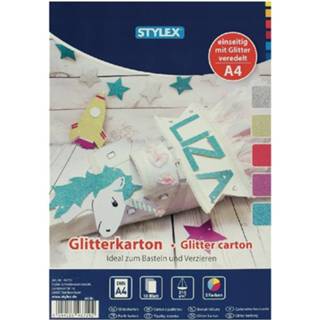 👉 Glitterkarton multikleur Stylex Hobbyblok A4 10 Vellen 4044186467192