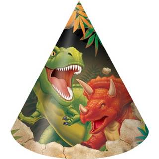 👉 Dinosaurus thema feesthoedjes 8 stuks