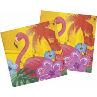Servet papier multikleur 12x Stuks Party Servetten Hawaii Hibiscus Thema - Feestartikelen/versiering Voor Op Tafel 8718758099277