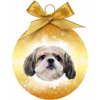 👉 Dieren/huisdieren kerstballen Shih Tzu hond 8 cm - Kerstboomversiering honden kerstballen