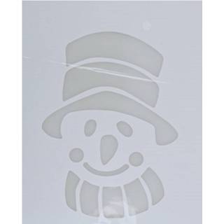 👉 Sjabloon kunststof wit Kerst Raamsjablonen Sneeuwpop Gezicht/hoofd Plaatjes 35 Cm - Raamdecoratie Sneeuwspray 8718758977445
