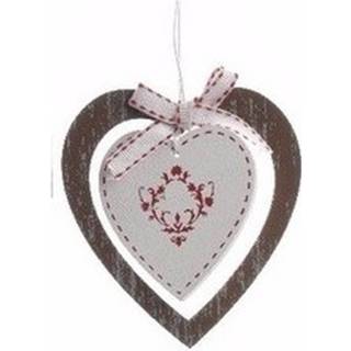 👉 Kerstversiering bruin houten multikleur Hartje Hanger - 10 Cm Kersthanger 8719538242074