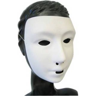 👉 Grimeermasker wit kunststof Grimeer Masker Met Kalklaag - Blanco Gezichtsmasker 8718758567202