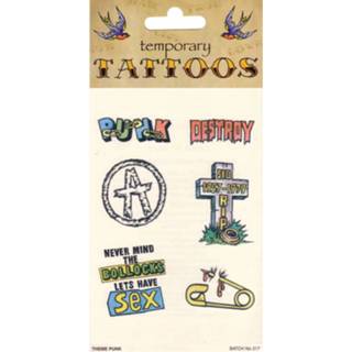 👉 Kunststof multikleur Punk Tattoos 6 Stuks 8718758475811