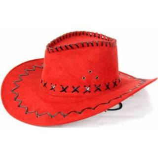 👉 Cowboyhoed rode kunststof rood Lederlook 8718758575429