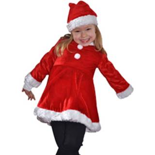 👉 Fluwelen pluche rood kinderen Kinder Kerstjurk 8718758510352