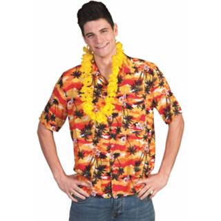 👉 Hawaii shirt rood oranje synthetisch multikleur Rood/oranje 52-54 (L/xl) 8718758209355