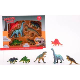 Dinosaurus kunststof multikleur 6 Stuks Speelgoed Figuren - Dino Cadeau Giftset 8718758625711