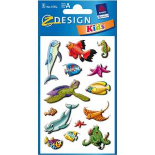 Zeedier Gekleurde zeedieren stickertjes 2 vellen