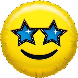 👉 Folie geel Valentijn - Ballon Ster Smiley 35 Cm Folieballon Emoticon 8719538419360