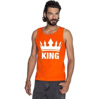 👉 Tanktop oranje katoen mannen Koningsdag King Shirt/ Singlet Heren - Kleding. 2xl 8719538465572