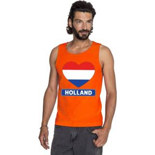 👉 Vlag oranje katoen m mannen Holland Hart Tanktop Shirt/ Singlet Heren - Koningsdag/ Supporter Kleding 8719538465671