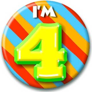 👉 Kunststof multikleur Verjaardags Button I Am 4 8718758741299