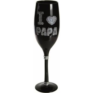 👉 Champagneglas zwart Champagne Glas I Love Papa 8718758921806