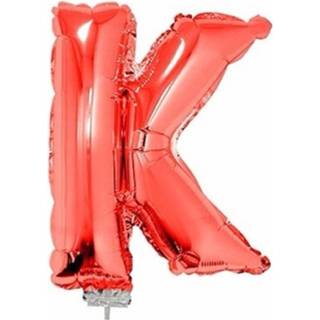 👉 Opblaasletter rode rood Opblaas Letter Ballon K Op Stokje 41 Cm 8719538162624