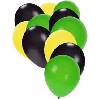 👉 Ballon geel zwart groen multikleur Ballonnen Geel/zwart/groen 30 Stuks 8719538172265