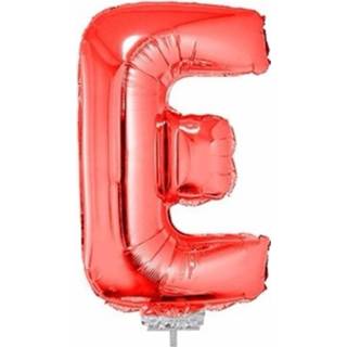 👉 Opblaasletter rode rood Opblaas Letter Ballon E Op Stokje 41 Cm 8719538162365