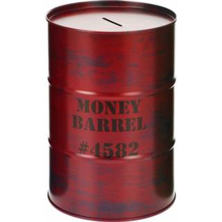 👉 Spaarpot rood metaal Money Barrel 15 Cm 8719538106550