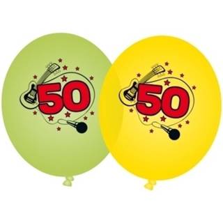 👉 Ballon groene gele multikleur 8x Stuks En Ballonnen 50 Jaar - Verjaardag Leeftijdsversiering Feestartikelen 8719538099180