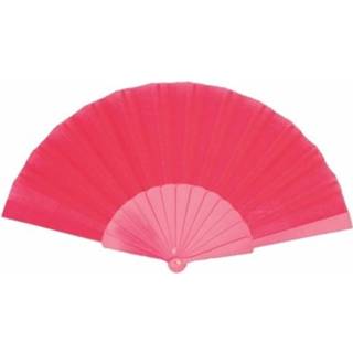 👉 Handwaaier magenta polyester roze Spaanse Fuchsia 23 Cm 8719538195097