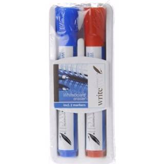 Whiteboard rood blauw Stiften En Met Wisser 8719538161832