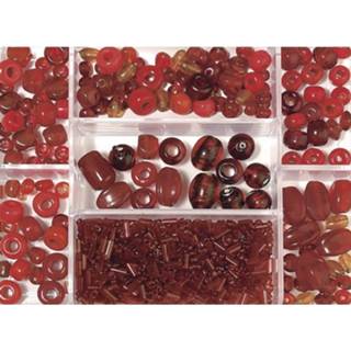 👉 Glaskralen rode glas rood Donkerrode 115 Gram In 7-vaks Opbergbox/sorteerbox - Kralen Diy Sieraden Maken Hobby/knutselmateriaal 8719538282339