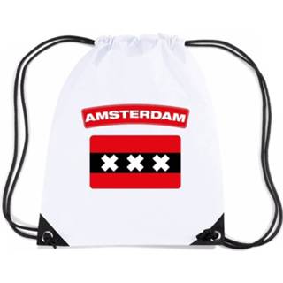 👉 Rugzak wit nylon Amsterdam Rijgkoord Rugzak/ Sporttas Met Amsterdamse Vlag 8719538510470