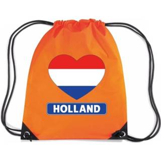 👉 Rugzak oranje nylon Rijgkoord Rugzak/ Sporttas Holland Hart Vlag 8719538509665