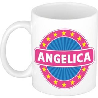 👉 Beker keramisch multikleur Angelica Naam Koffie Mok / 300 Ml - Namen Mokken 8719538448360