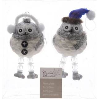 👉 Kerstbal wit glas Kerstballen Uil Box 2 Stuks White 8719323085794