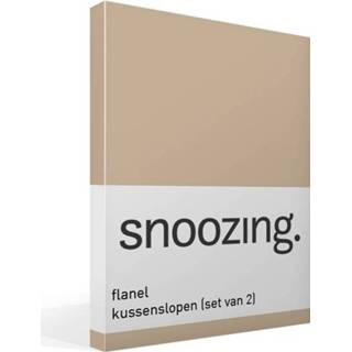 👉 Kussenslop flanel crème Snoozing Kussenslopen (Set Van 2) - 100% Geruwde Flanel-katoen 60x70 Cm Standaardmaat Camel 8718801108277