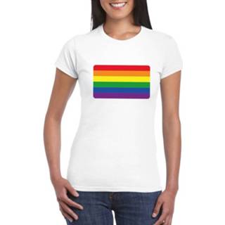 👉 Shirt wit synthetisch XL vrouwen Gay Pride T-shirt Met Regenboog Vlag Dames 8719538489691