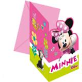 👉 Karton roze Disney Minnie Mouse Vrolijke Helpers Uitnodigingen - 6 Stuks 5201184878675