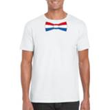 Shirt wit synthetisch XL mannen T-shirt Met Hollandse Vlag Strikje Heren - Nederland Supporter 8719538624092