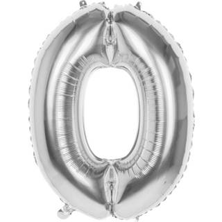 👉 Folieballon zilver zilverkleurig Boland Cijfer 0 Latex 86 Cm 8712026220301