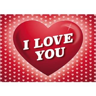 👉 Ansichtkaart active roze papier Valentijn - Romantische Valentijnskaart I Love You met hartjes