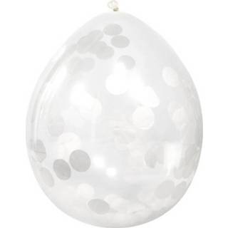 👉 Transparante witte transparant 4x Ballon Confetti 30 Cm 8719538811065