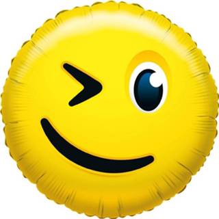 👉 Folie geel Ballon Knipoog Smiley 35 Cm - Folieballon Emoticon 8719538406339