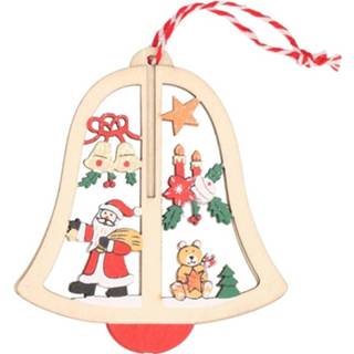 👉 Houten hout multikleur 1x Kerstboomdecoratie Kerstbel Met Kerstman 10 Cm - Kerstboomvesiering Kerstdecoratie 8719538494978