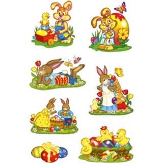 Active kinderen multi papier 42x Paashazen/konijnen stickers met glitters