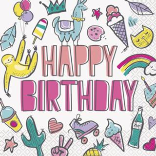 👉 Servet wit papier Unique Servetten Birthday Icons 17 Cm 16 Stuks 11179732029