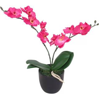 👉 Orchidee rood synthetisch multikleur Vidaxl Kunst Plant Met Pot 30 Cm 8718475532729