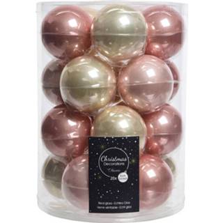 👉 Kerstbal roze glas Kerstballen Mix (6cm) Box 20 Stuks Pink 8719152706143