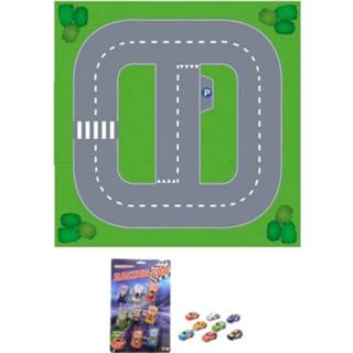 Speelkleed karton multikleur Speelgoed Stratenplan Wegplaten Basis Set Met Auto Speelsetje - Kartonnen Diy Wegen 8719538771185