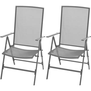👉 Terrasstoel grijs staal Vidaxl Tuinstoelen Stapelbaar 2 St 8718475503217