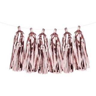 👉 Slinger rose gouden kunststof goudkleurig Diy Feest Tassel 1,5 Meter- Verjaardag/feestje Slingers 8720147036121