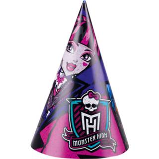 👉 Feesthoed roze zwart karton Amscan Feesthoedjes Monster High 2 Roze/zwart 6 Stuks 8719817459155